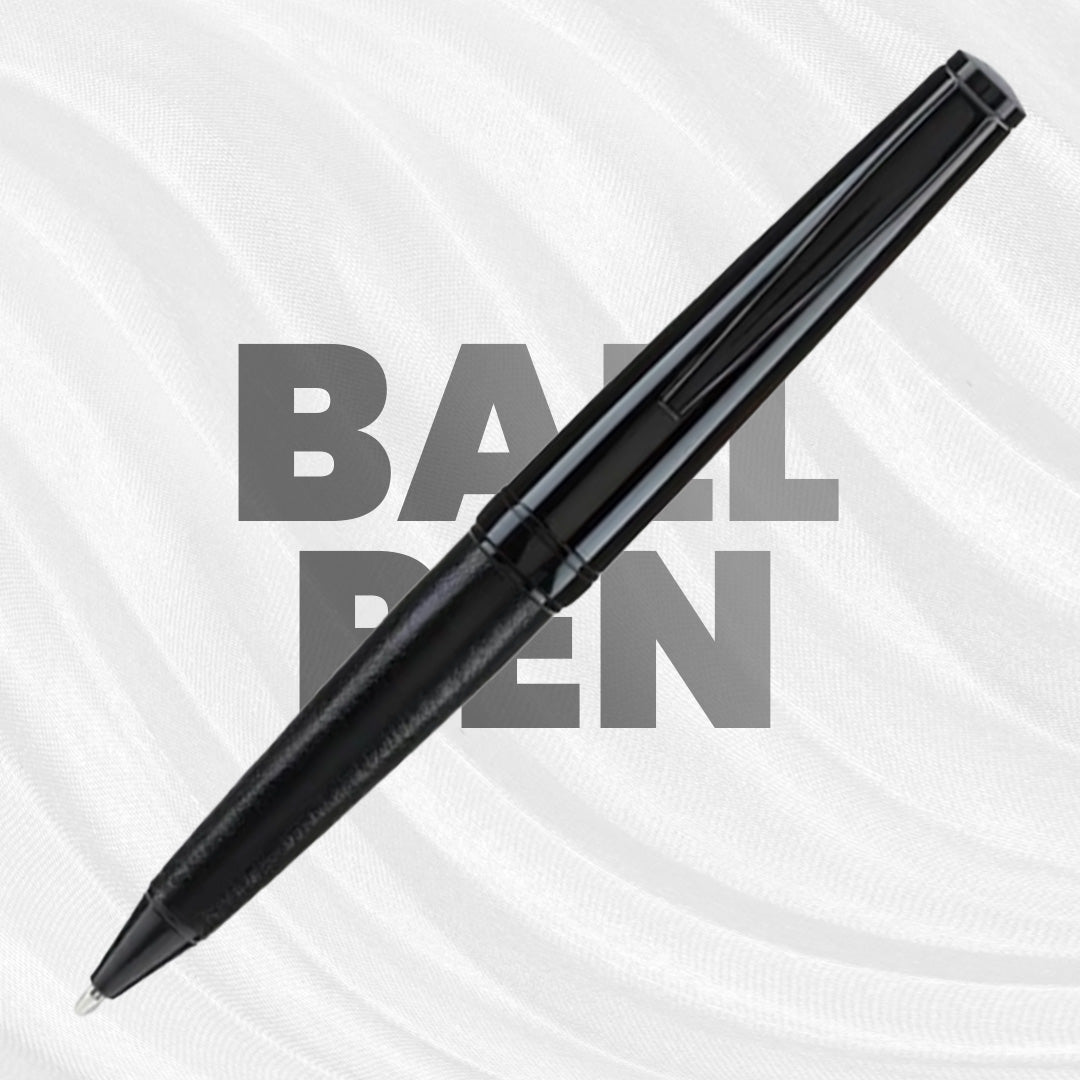 Santhome Elegance Ballpoint Metallic Pen with Leather Finish - Black