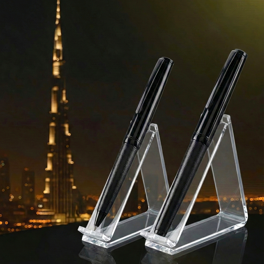 UAE's No.1 - Elegance Gift Set of 2 Luxury Pens - Leather Black Finish