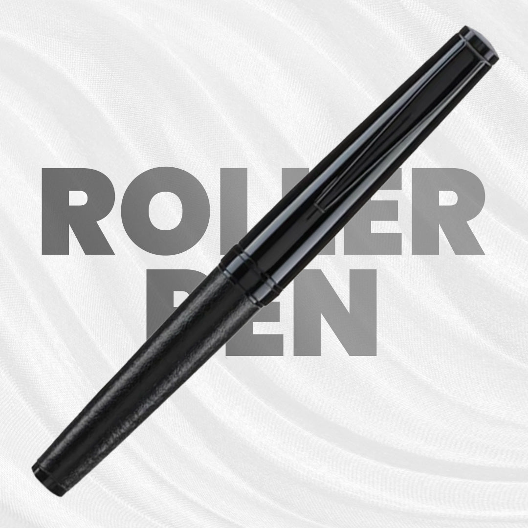 Santhome Elegance Roller Metallic Pen with Leather Finish - Black