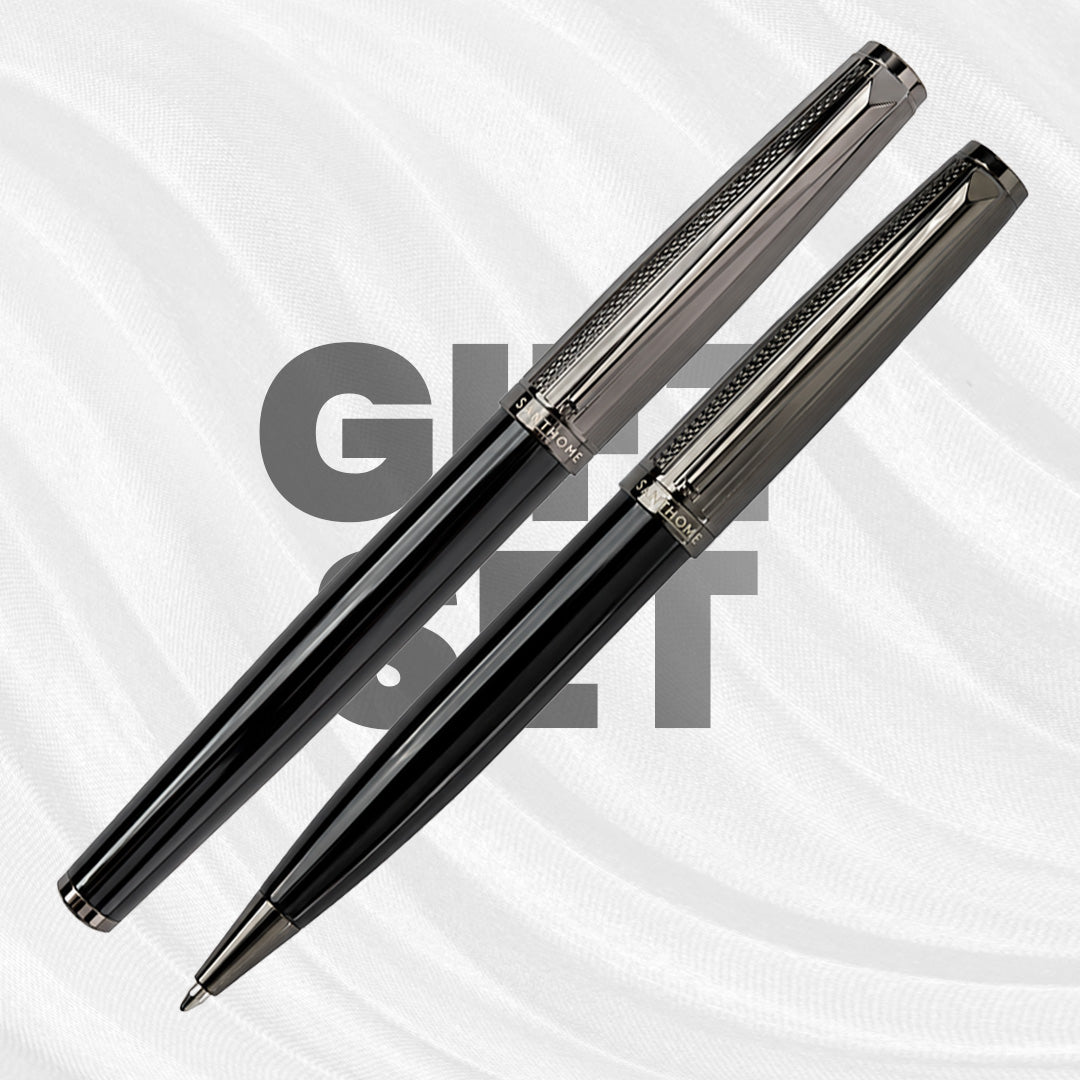 UAE's No.1 - Kiraz Gift Set of 2 Luxury Pens - Black & Chrome Finish
