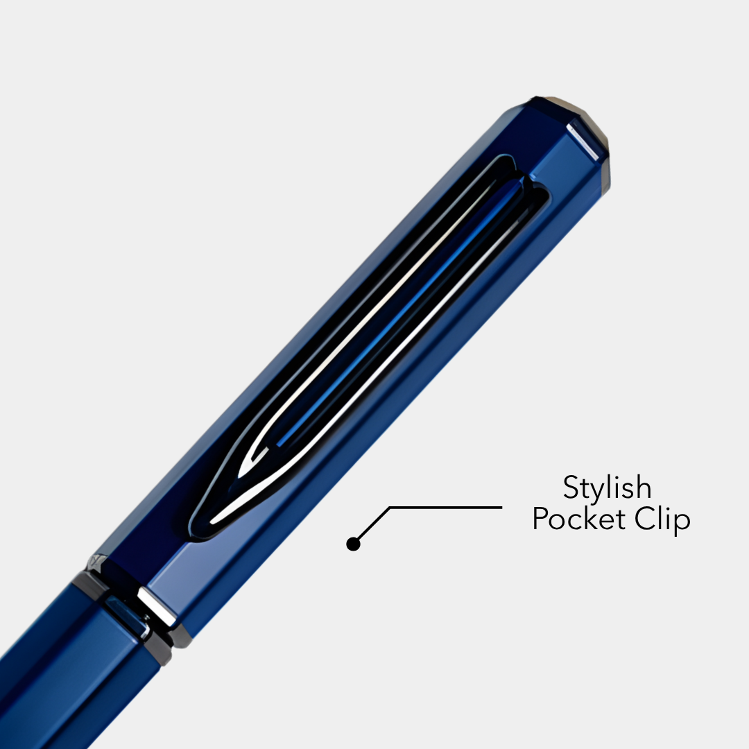 UAE's No.1 - Santhome Luxury Hex-Metal Roller Pen – Gift Box Edition - Midnight Sapphire Blue