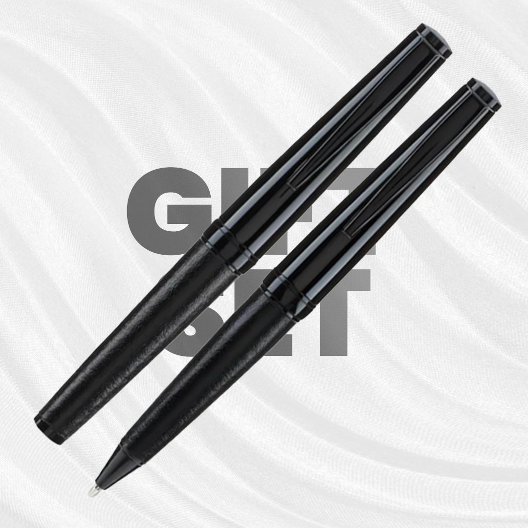 UAE's No.1 - Elegance Gift Set of 2 Luxury Pens - Leather Black Finish