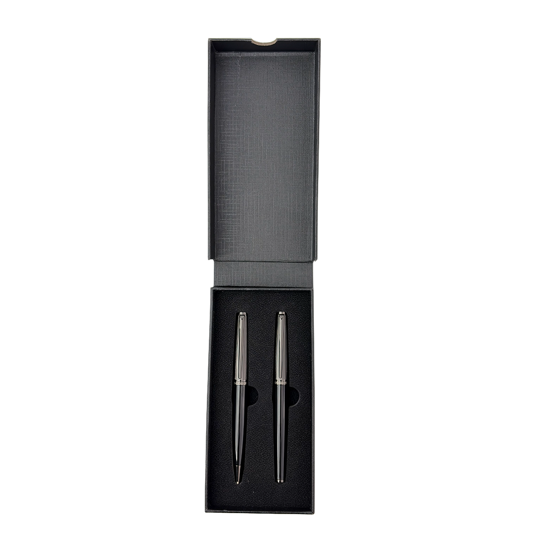 KIRAZ - Santhome® Gift Set of 2 Luxury Pens - Black / Chrome
