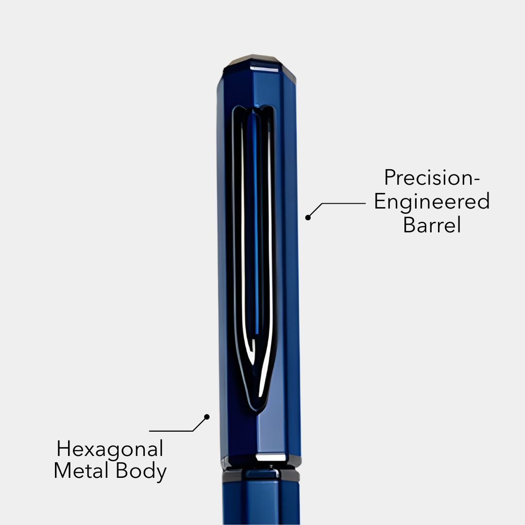 UAE's No.1 - Santhome Luxury Hex-Metal Roller Pen – Gift Box Edition - Midnight Sapphire Blue