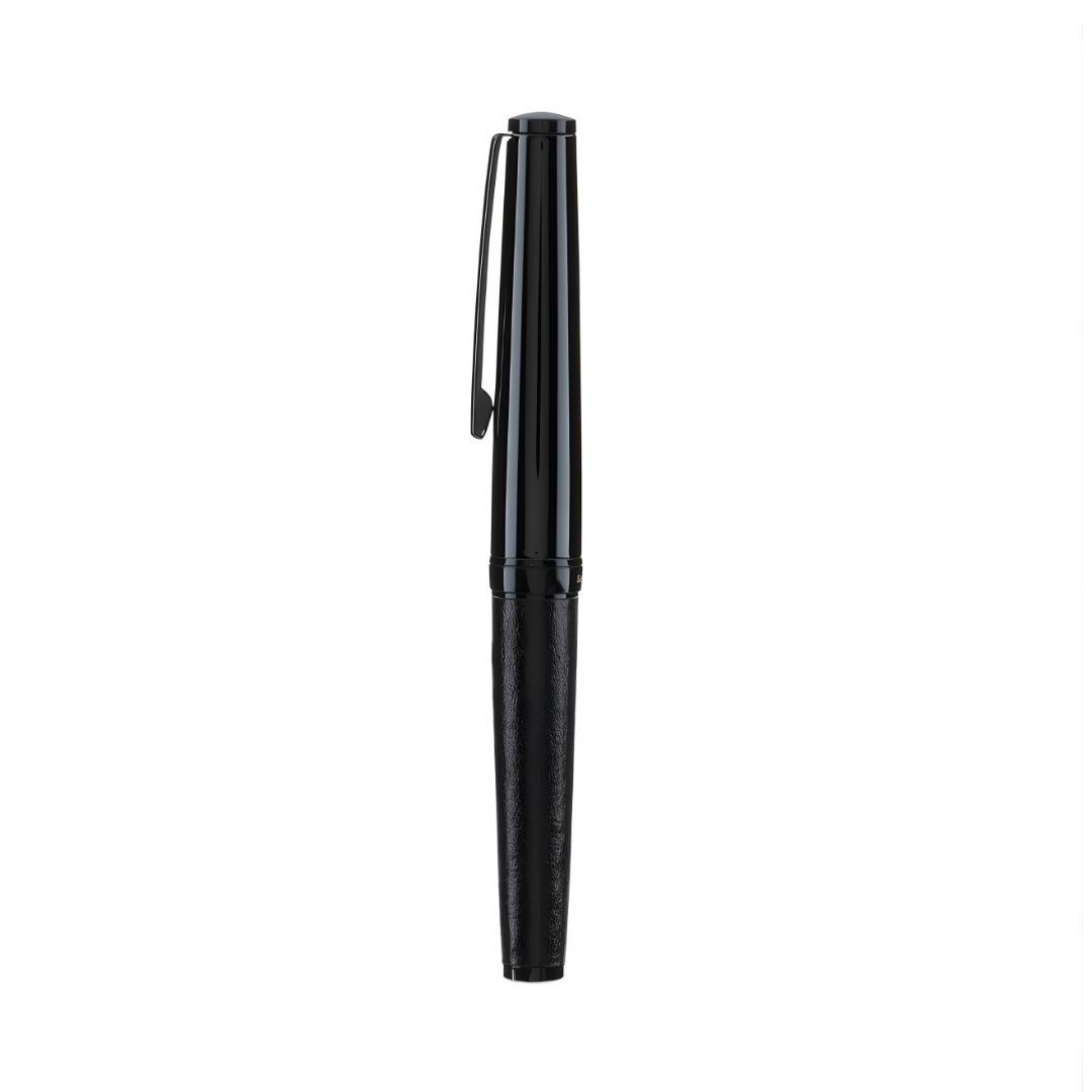 Santhome Elegance Roller Metallic Pen with Leather Finish - Black