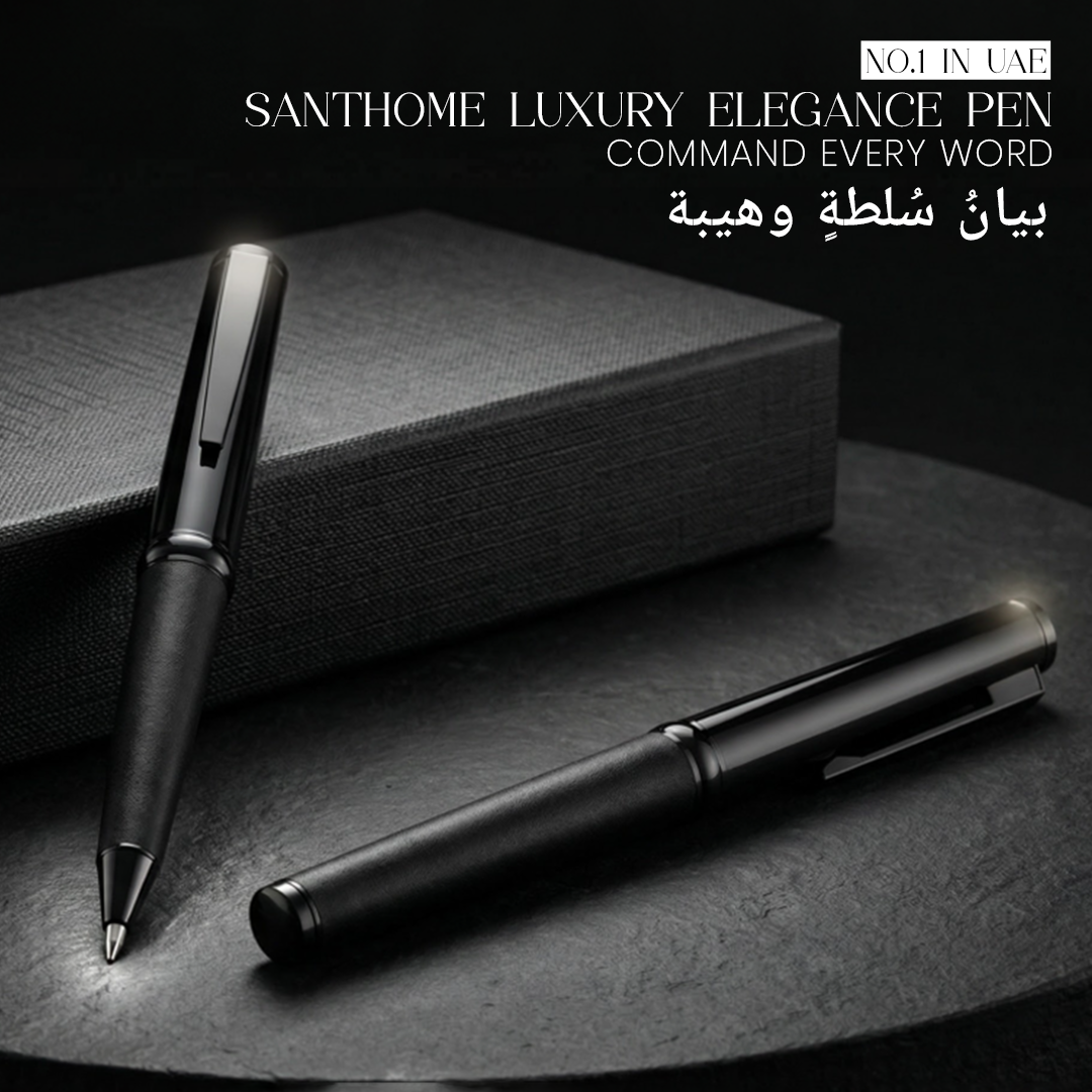 UAE's No.1 - Elegance Gift Set of 2 Luxury Pens - Leather Black Finish