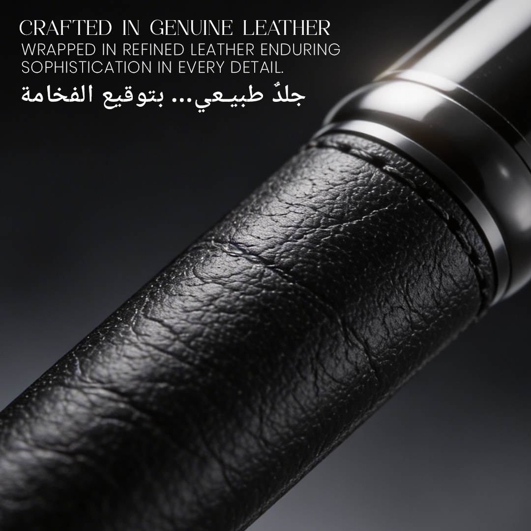 UAE's No.1 - Elegance Gift Set of 2 Luxury Pens - Leather Black Finish