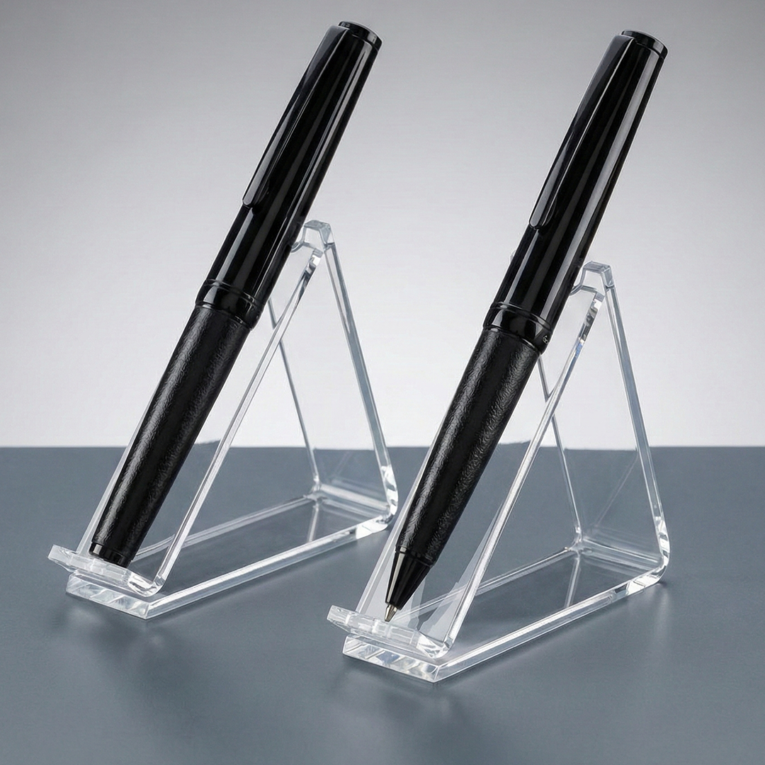 UAE's No.1 - Elegance Gift Set of 2 Luxury Pens - Leather Black Finish