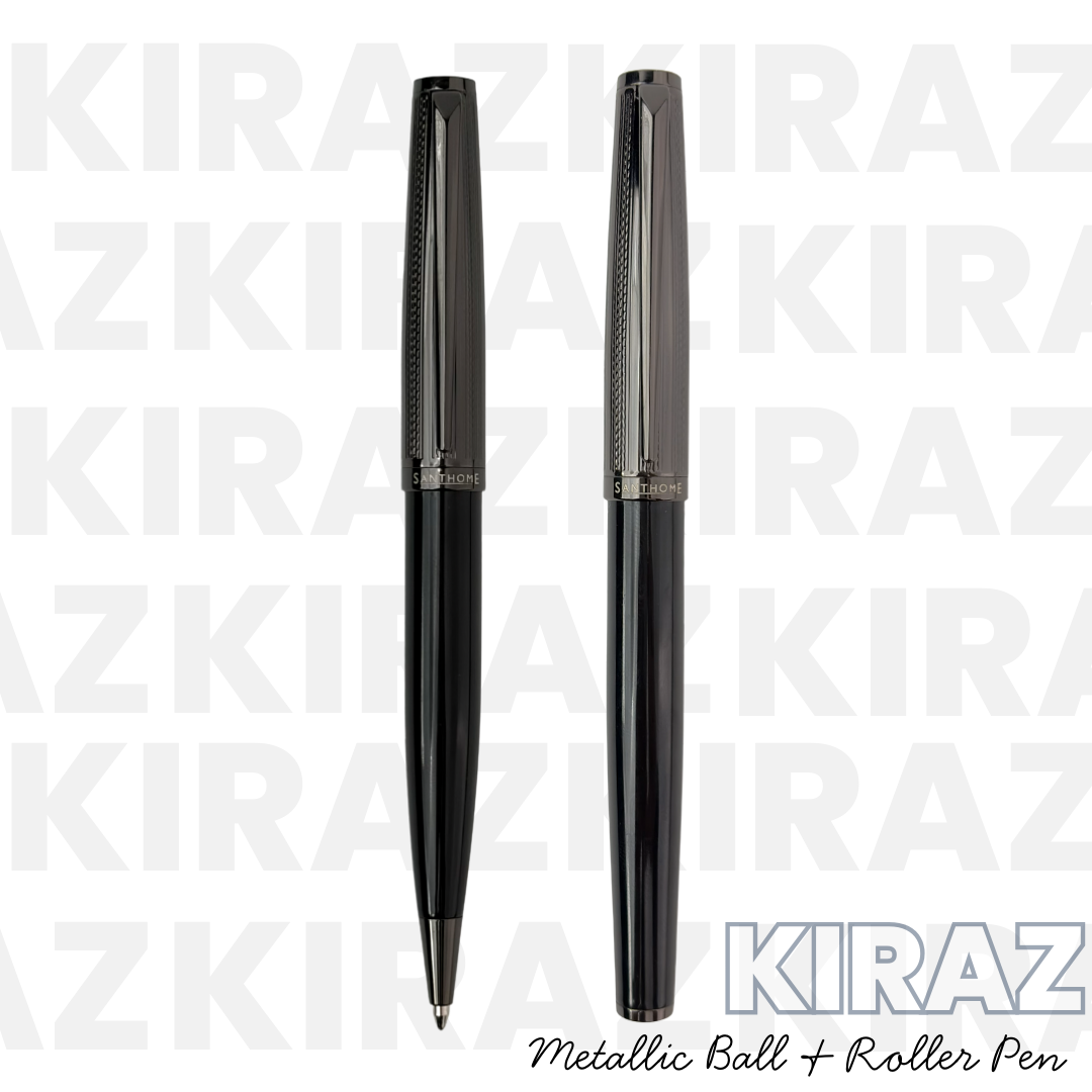 KIRAZ - Santhome® Gift Set of 2 Luxury Pens - Black / Chrome