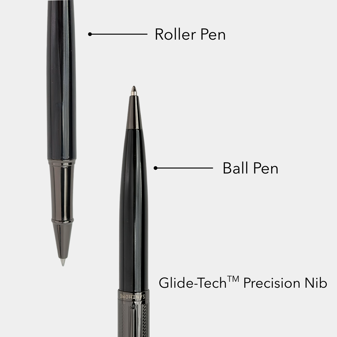KIRAZ - Santhome® Gift Set of 2 Luxury Pens - Black / Chrome