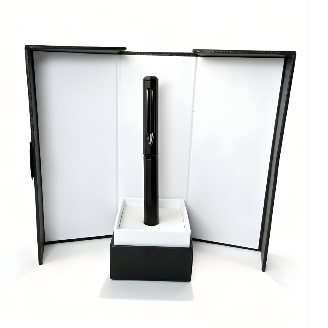 UAE's No.1 - Santhome Luxury Hex-Metal Roller Pen – Gift-Box Edition - Obsidian Black