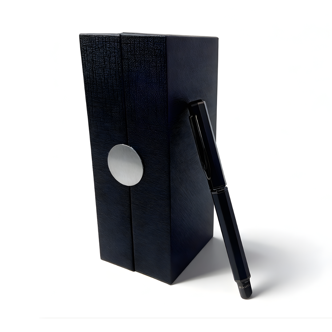 UAE's No.1 - Santhome Luxury Hex-Metal Roller Pen – Gift-Box Edition - Obsidian Black