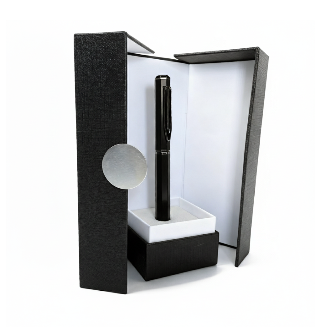 UAE's No.1 - Santhome Luxury Hex-Metal Roller Pen – Gift-Box Edition - Obsidian Black