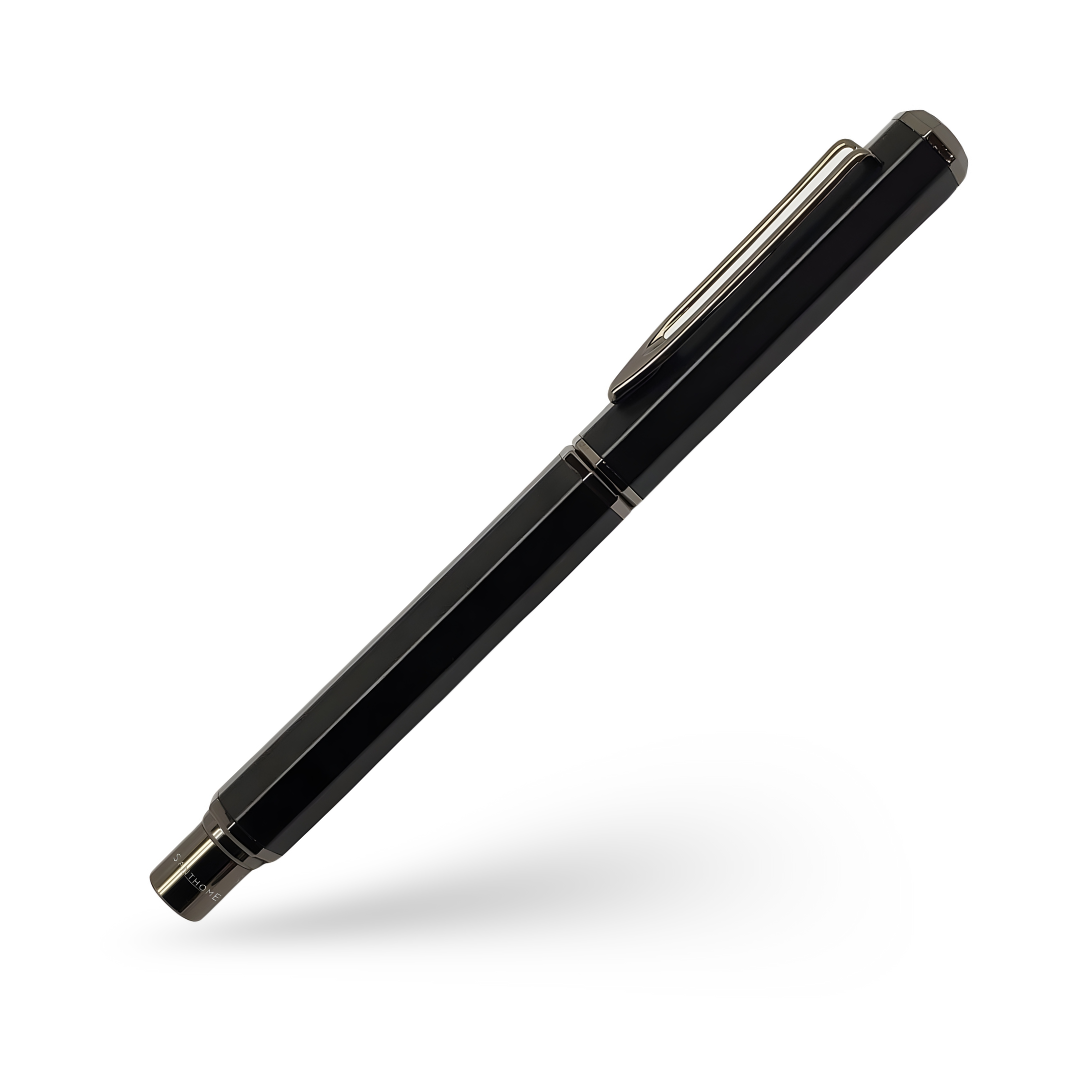 UAE's No.1 - Santhome Luxury Hex-Metal Roller Pen – Gift-Box Edition - Obsidian Black