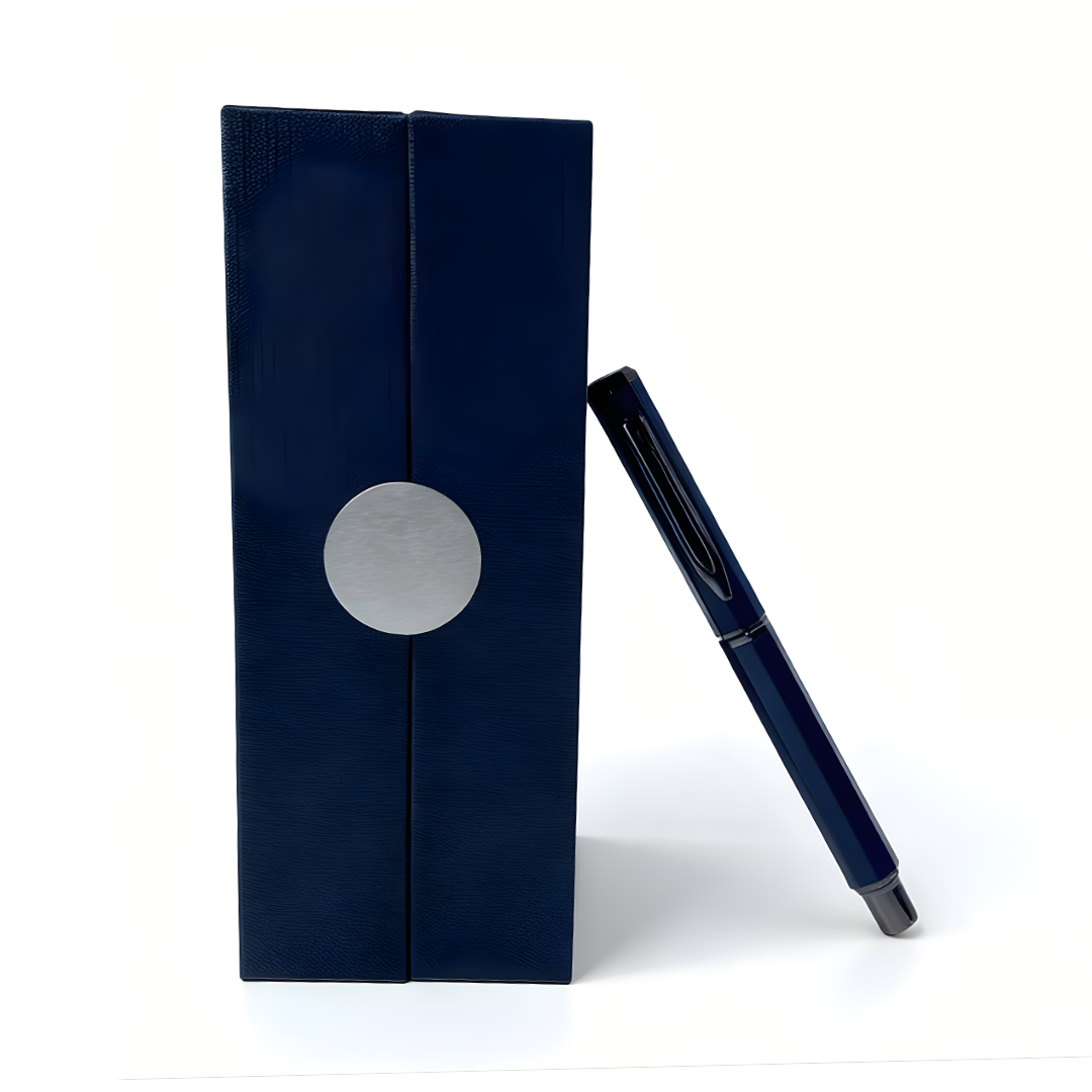 UAE's No.1 - Santhome Luxury Hex-Metal Roller Pen – Gift Box Edition - Midnight Sapphire Blue