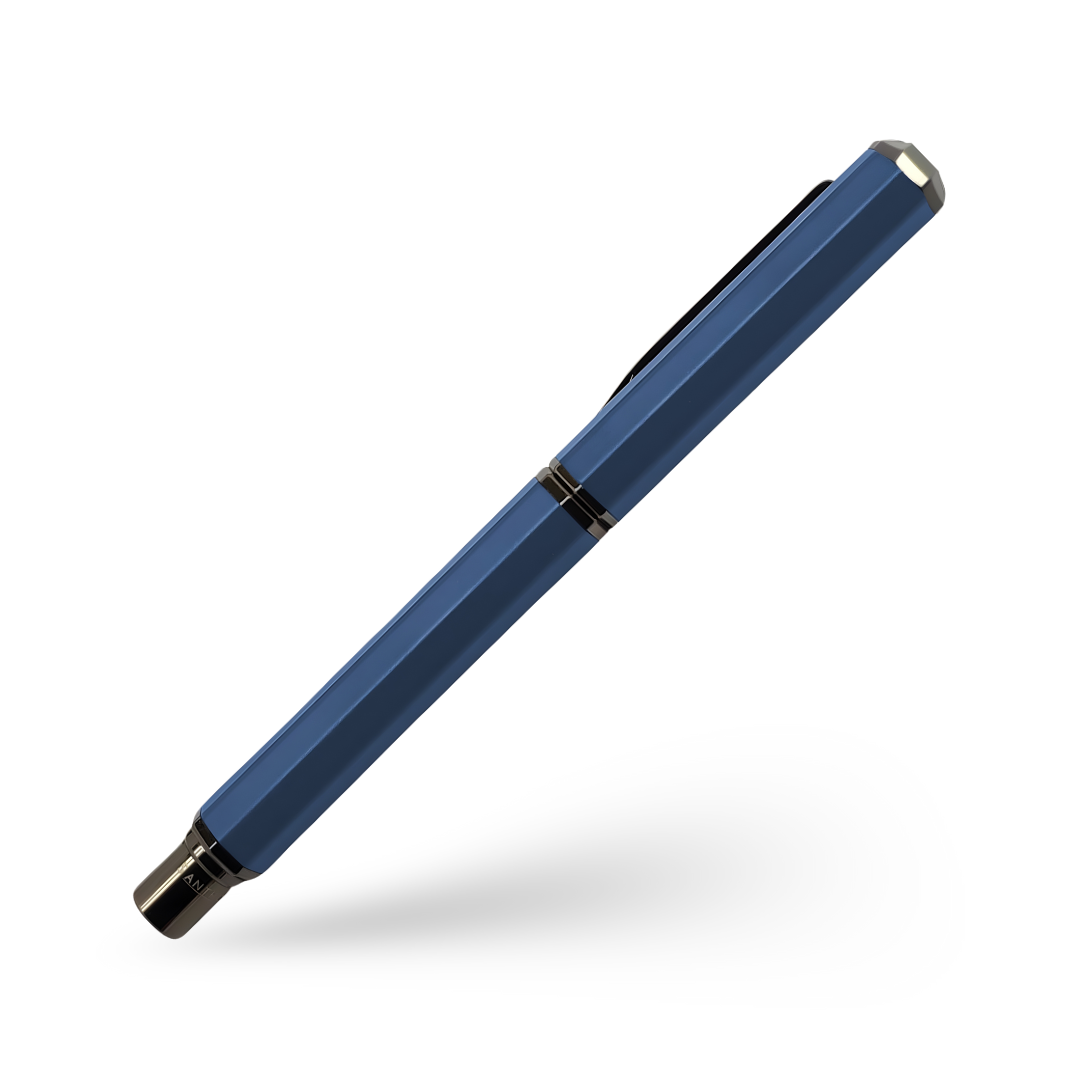 UAE's No.1 - Santhome Luxury Hex-Metal Roller Pen – Gift Box Edition - Midnight Sapphire Blue
