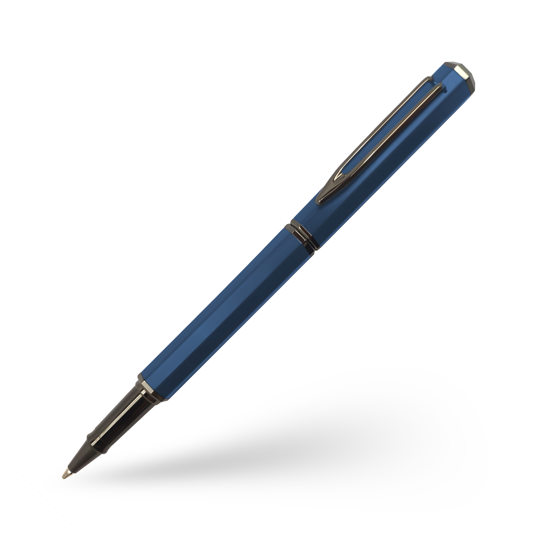 UAE's No.1 - Santhome Luxury Hex-Metal Roller Pen – Gift Box Edition - Midnight Sapphire Blue
