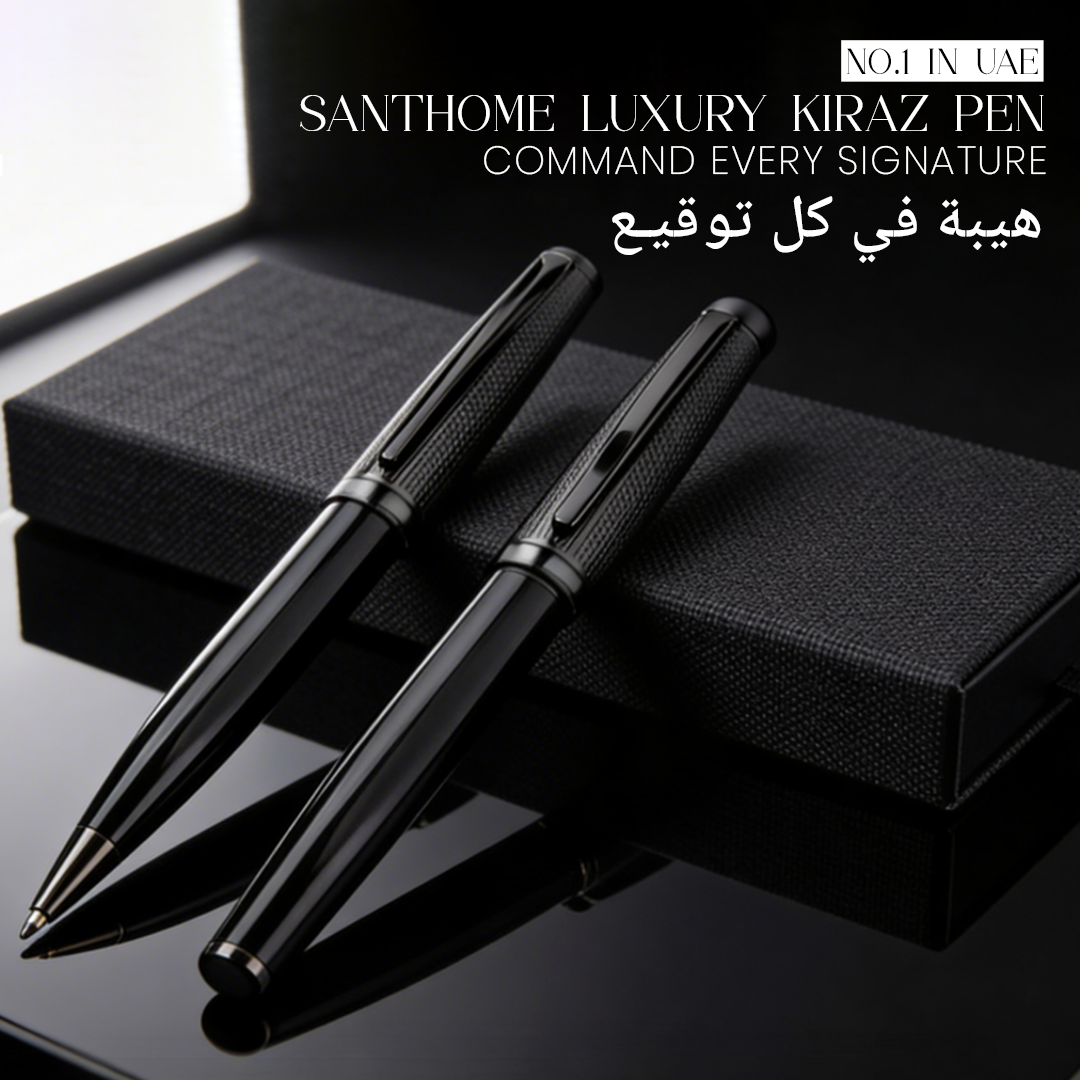 UAE's No.1 - Kiraz Gift Set of 2 Luxury Pens - Black & Chrome Finish