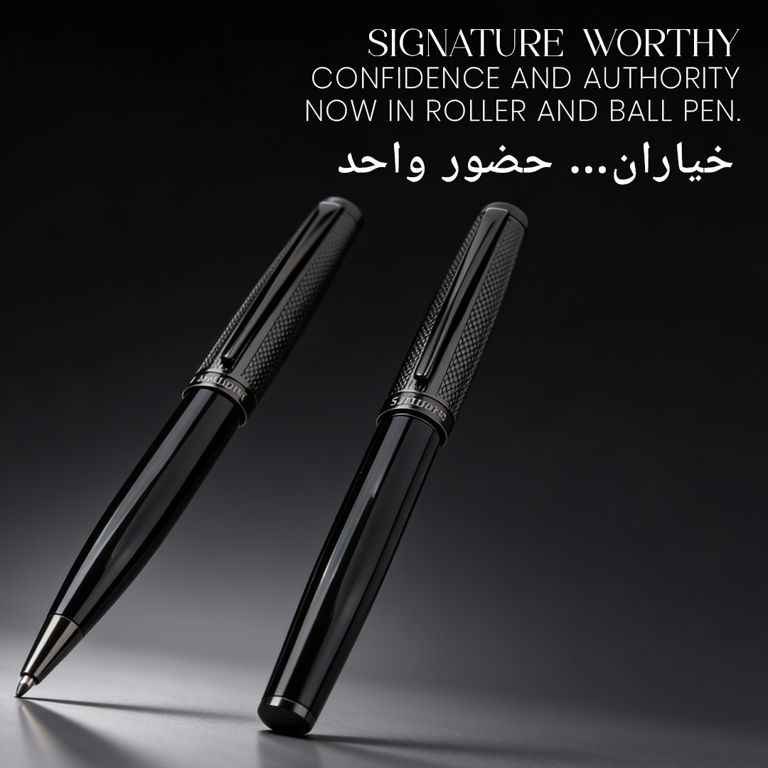 UAE's No.1 - Kiraz Gift Set of 2 Luxury Pens - Black & Chrome Finish