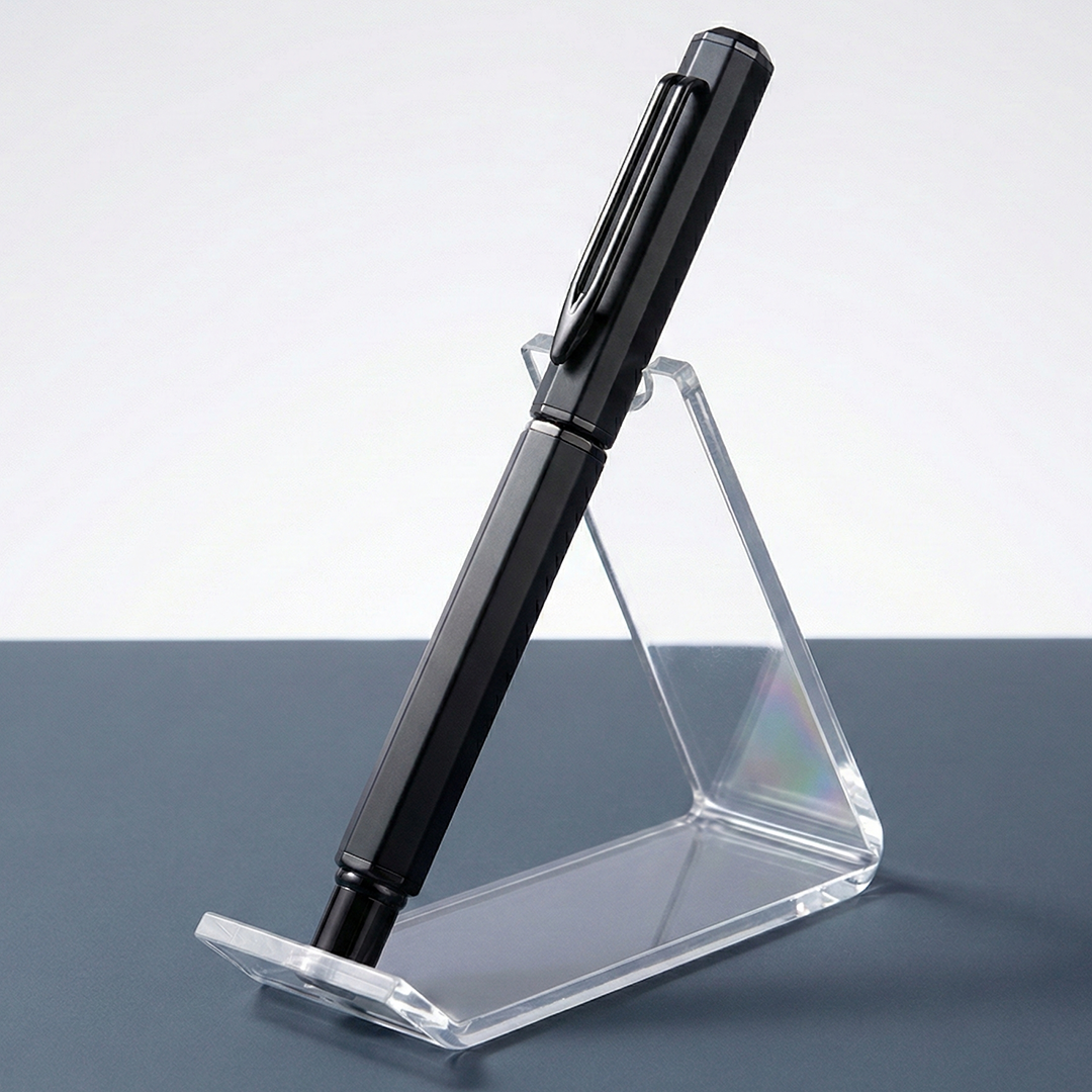 UAE's No.1 - Santhome Luxury Hex-Metal Roller Pen – Gift-Box Edition - Obsidian Black