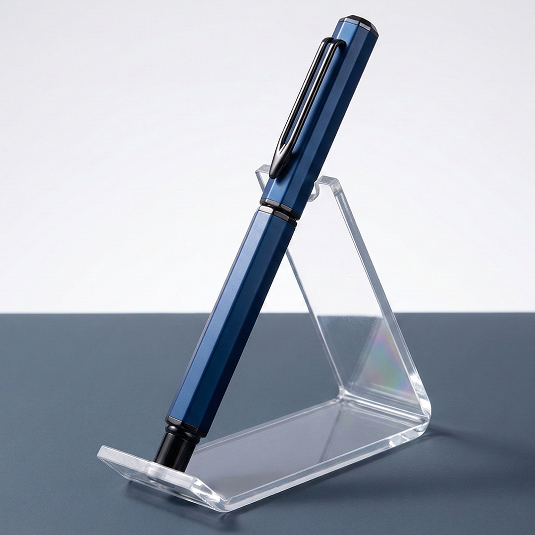 UAE's No.1 - Santhome Luxury Hex-Metal Roller Pen – Gift Box Edition - Midnight Sapphire Blue