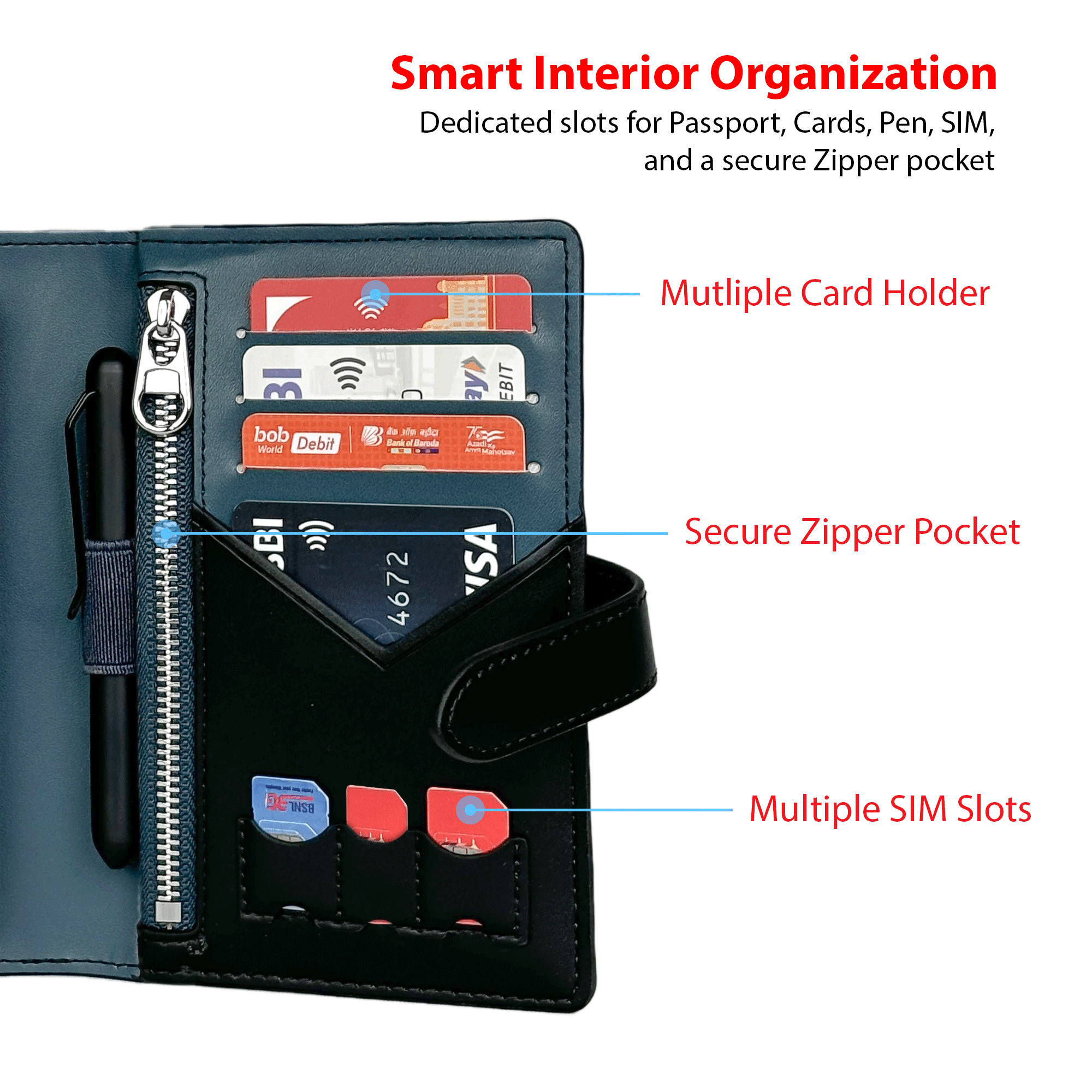 SKROSS Travel - Ambassador Passport Wallet - Blue