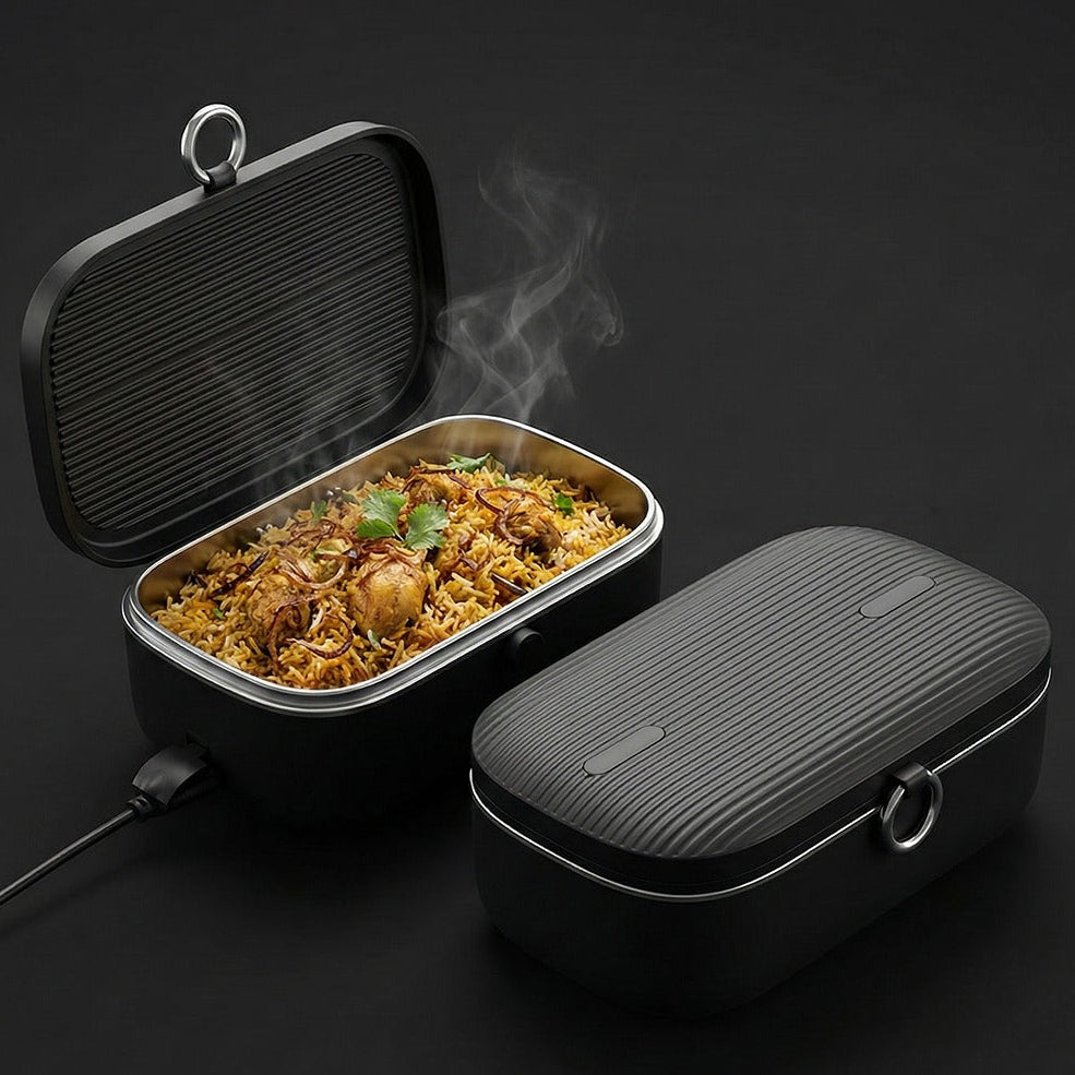 Electric Lunch Box with Food Heating – Portable Meal Warmer for Work & Travel (Black)