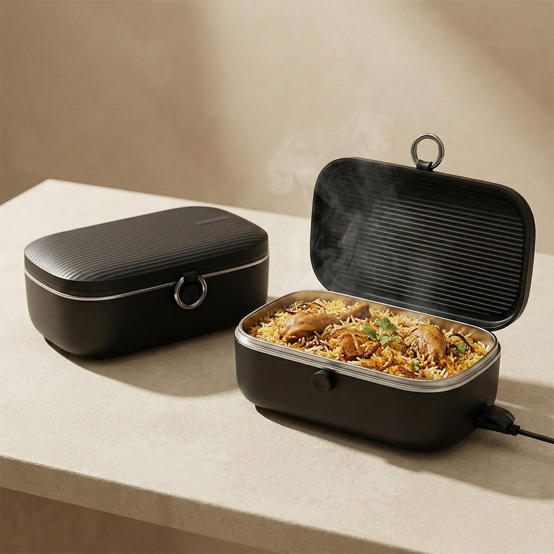 Electric Lunch Box with Food Heating – Portable Meal Warmer for Work & Travel (Black)