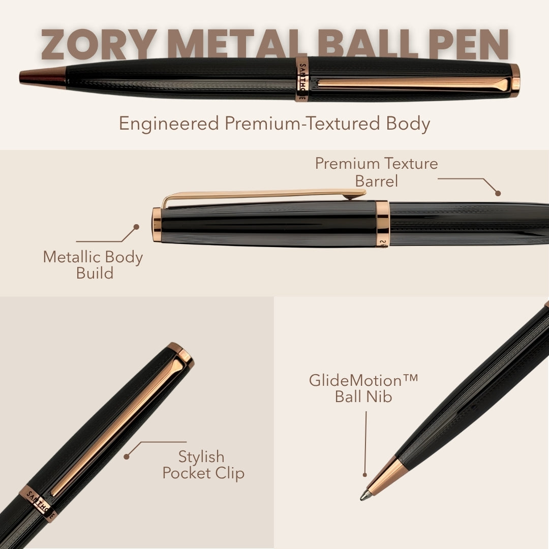 UAE's No.1 - Zory Gift Set of 2 Luxury Pens - Black & Gold Finish