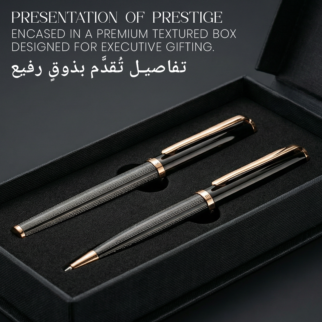 UAE's No.1 - Zory Gift Set of 2 Luxury Pens - Black & Gold Finish