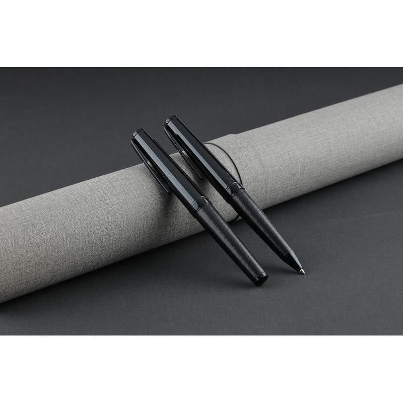 UAE's No.1 - Elegance Gift Set of 2 Luxury Pens - Leather Black Finish