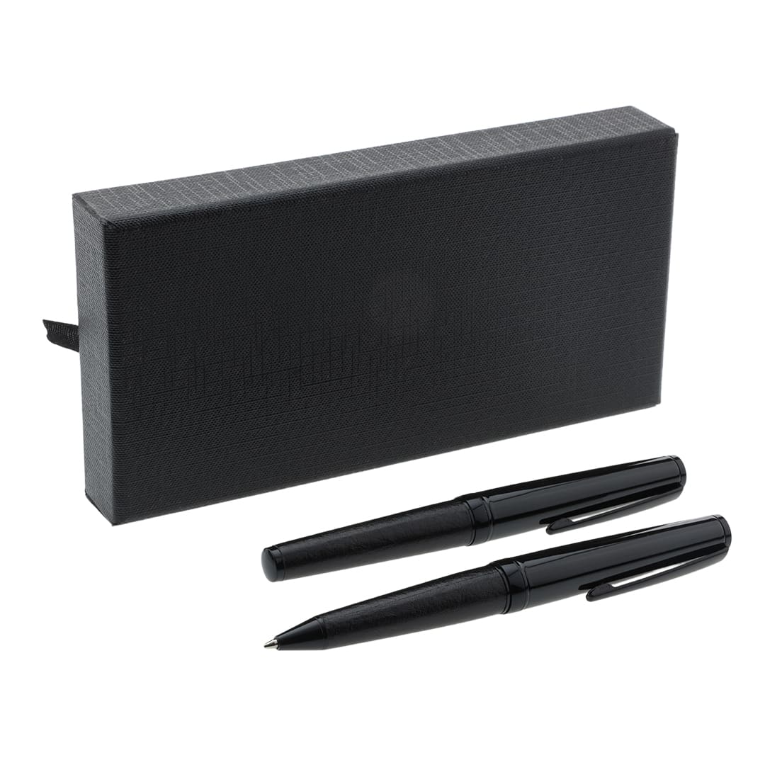 UAE's No.1 - Elegance Gift Set of 2 Luxury Pens - Leather Black Finish
