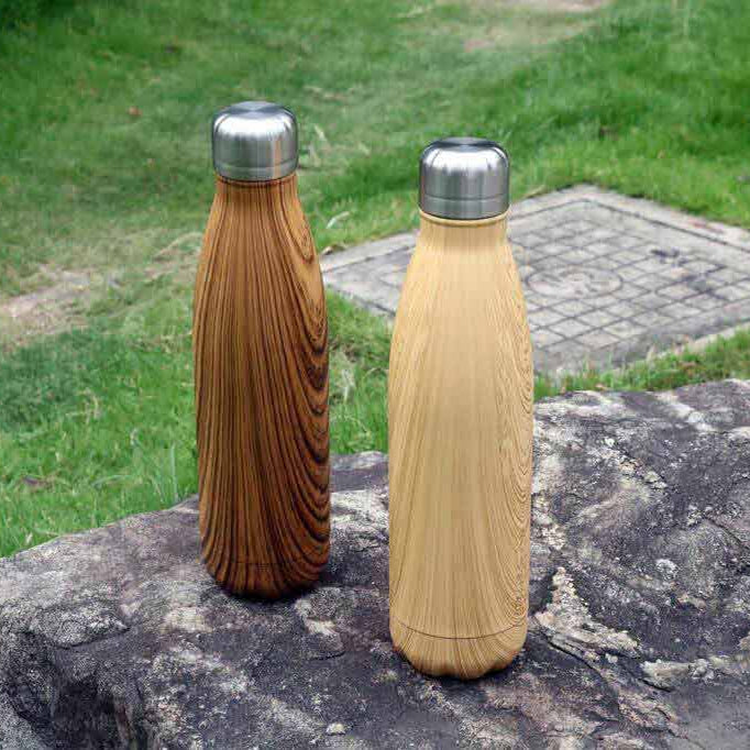 GEYER - Hans Larsen Stainless Steel Water Bottle with Wood Print - Yellow