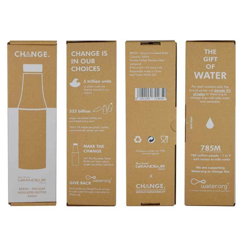 R-BREDA - CHANGE Collection Recycled Insulated Water Bottle - White